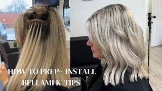 HOW TO PREP + INSTALL K-TIP EXTENSIONS | BELLAMI K-TIPS, ASH BLONDE BALAYAGE + HAIR EXTENSIONS