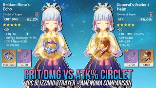 BLIZZARD STRAYER: CRIT DMG VS ATK% CIRCLET - C0 Ayaka [R5 Amenoma] Comparison | Genshin Impact