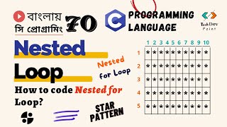 Lec 70: Nested Loop | Nested for Loop in C | Star Pattern in C | C Programming Bangla Tutorial | সি