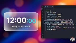 [ASMR] Coding a Minimalist Glassmorphism Clock | HTML, CSS, JS | No Talking