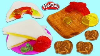 Making Edible Gummy Grilled Cheese & Waffles Using Play Doh Sandwich Kitchen Creations Playset!