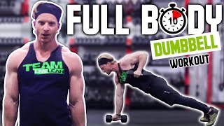 10 Minute Full Body HIIT Dumbbell Workout (GUT BLASTING GAUNTLET ROUTINE) | LiveLeanTV