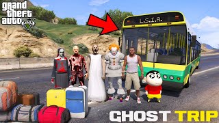 Franklin \u0026 Shinchan Start A New Train Trip Journey With Ghost in GTA 5