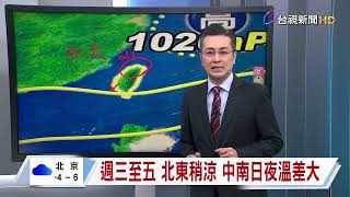 【1202台視晚間氣象】明基宜短暫雨 花蓮雲多局部有雨