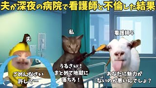 夫が深夜の病院で看護師と不倫した結果【猫ミーム】