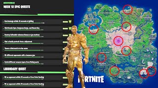 ALL WEEK 12 CHALLENGES! Find a Family Portrait & Visit Scenic Spot! [Fortnite Season 5]