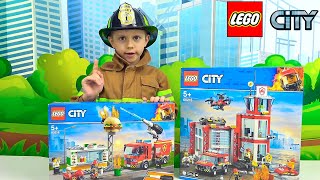 LEGO CITY Пожарные части, машины, вертолёты  Пожарный Даник тушит пожары!