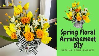 SPRING FLORAL ARRANGEMENT CENTERPIECE TUTORIAL - HOW TO MAKE A CENTERPIECE 🌷SPRING/EASTER DECOR DIY