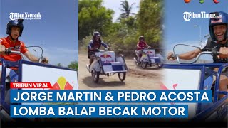 Aksi Kocak Pembalap MotoGP Balapan Pakai Becak Motor Supra Bapak di MotoGP Mandalika 2024