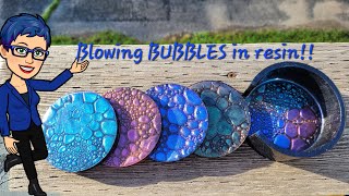 So I was blowing more bubbles in resin with Chameleon powder and regular mica powder. Video #356