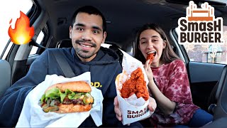 Trying SmashBurgers NEW Scorchin' Hot Chicken Tenders \u0026 Colorado Burger! | Food Review