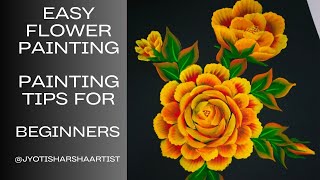 🟡💫 Easy Flower Painting On Acrylic Sheet | Amezing Acrylic Painting Flowers 🌷How To Paint One stroke