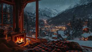 Tranquil Snowstorm Nights: Cozy Fireplace Ambience for Rest and Relaxation 😌🔥