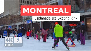 [ 4K ] City’s Largest Ice Skating Rink Tour | Downtown | Montreal, Quebec Canada 2024 🇨🇦