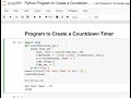 Day 64 : Program to Create a Countdown Timer