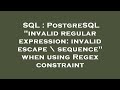 SQL : PostgreSQL 