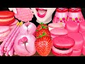 ASMR Pink Strawberry Dessert Ice Cream Mochi 핑크 딸기 디저트 아이스크림 모찌 먹방 Mukbang, Eating