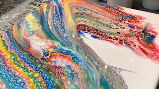 #125 Rainbow Dragon Colorful Swipe | Acrylic Pour Painting | Abstract | Fluid Art