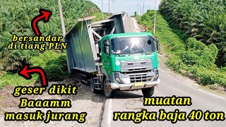 truk netral⁉️ truk muatan 40ton⁉️nyandar ditiang pln⁉️truk trailer