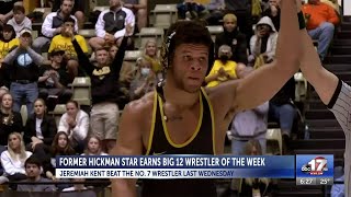 Former Hickman star earns Big 12 wrestler of the week