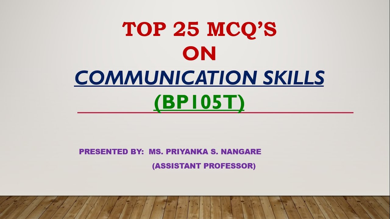 DBATU: B.Pharmacy, Practice MCQ's On Communication Skills (BP105T ...