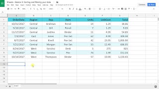 Google Sheets Basics #5 - Sort and Filter