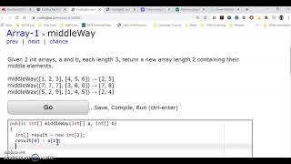 Solution to Coding Bat Arrays #3 (middleWay)