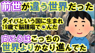 【2ch不思議】前世が違う世界だった。前世ではダイバという国に生まれ19歳で脳腫瘍で◯んだ。向こうはこっちの世界よりかなり進んでた。【2chスレ・ゆっくり解説】