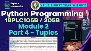 Module 2 Part 4 Tuples in python 🎓 VTU 1st sem Python Programming