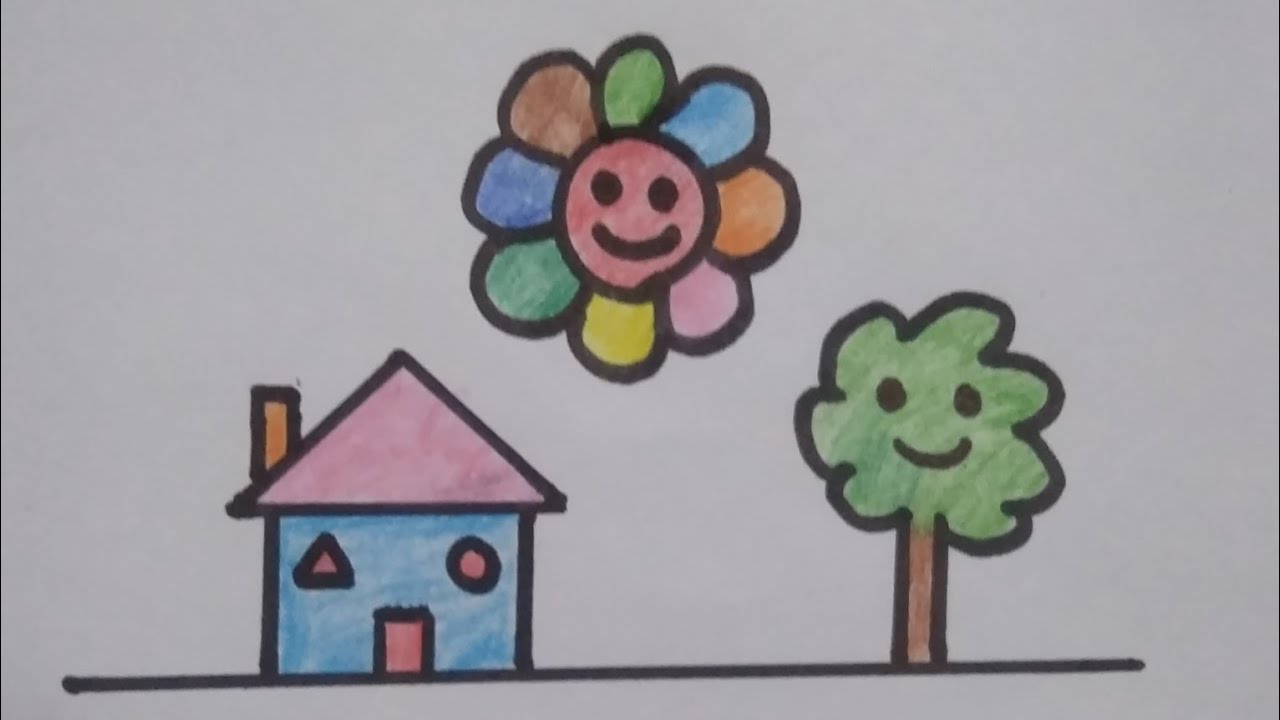 House Drawing Beautiful House Drawing Youtube