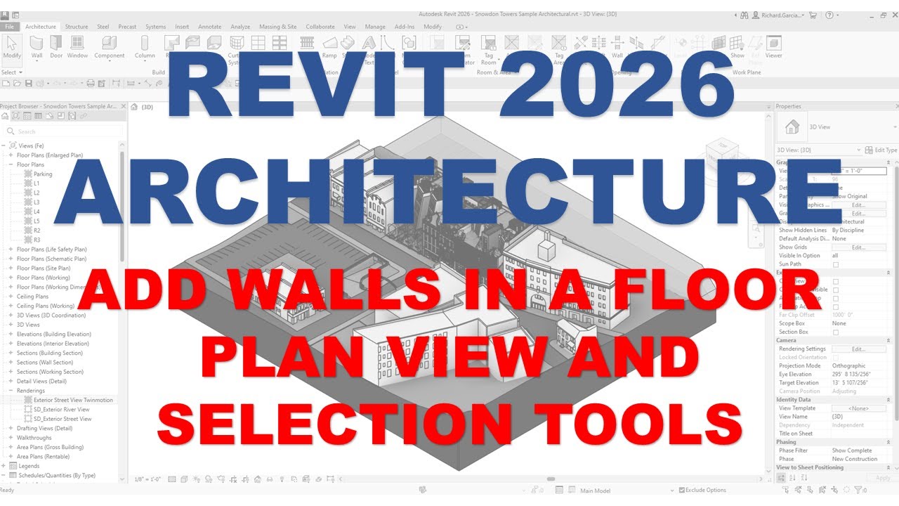 Revit 2026 Basic Architecture Lesson 3 Add Walls In A Floor Plan View