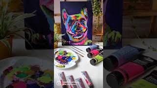 Dog painting acrylic : Colorful pet portrait painting