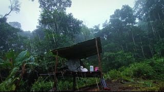 สร้างบ้านกระท่อมกลางป่าไร่นา เจอฝนถล่มหนักEP.1