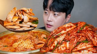 아내표 집밥🍚 햄폭탄 부대찌개 장조림버터밥 배추겉절이 요리 먹방 Spicy Sausage Stew \u0026 Kimchi ASMR MUKBANG REAL SOUND EATING SHOW