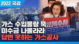 [2022 국정감사] 가스 수입물량 뚝... 미수금 나몰라라 답변 못하는 가스공사