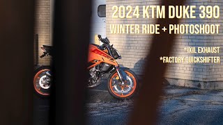 2024 KTM Duke 390 Winter Ride w/Ixil Slip-On Exhaust and Quickshifter POV full exhaust sound