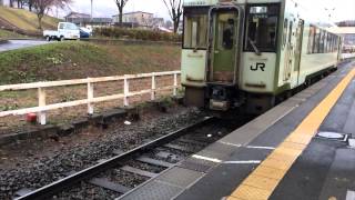 飯山線　戸狩野沢温泉駅　キハ110系普通列車　連結！！