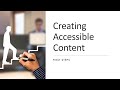 Creating Accessible Content – First Steps