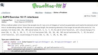 Java Practice It | Exercise 10.17: interleave | ArrayList, collections, array list