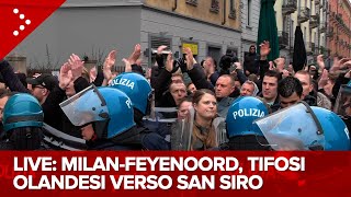 LIVE Milan-Feyenoord, i tifosi olandesi si spostano verso lo stadio San Siro: diretta video