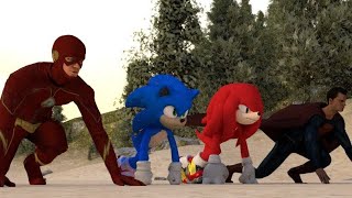 Sonic vs Flash vs Superman vs Knuckles race fight who would win