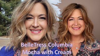 BelleTress COLUMBIA in Mocha with Cream | WIG REVIEW| Heat Friendly wavy long bob!  LOVE IT!