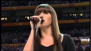 Kelly Clarkson sings National Anthem at the Super Bowl XLVI 2012