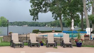 Float plane lands prior to storm in Portage Lakes