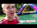 Worlds BIGGEST Inflatable Backyard Slip N Slide!! (Sharer Family Ultimate Surprise Party Reveal)