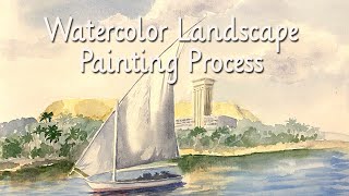 Watercolor Landscape with a Boat Painting Process/ Relaxing Painting Video #art #inspiration #paint