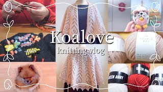 Knitting Vlog｜編み物をする年末年始🐑毛糸を購入、ラウンドショールを編む、手編みミトンに刺繍🪡