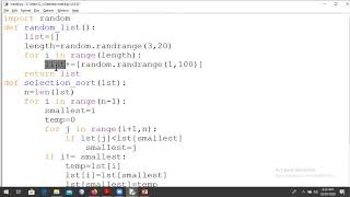 Week 8: Sorting a List in Python | Selection Sort Algorithm