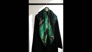 2022 Green Twill Silk Scarf