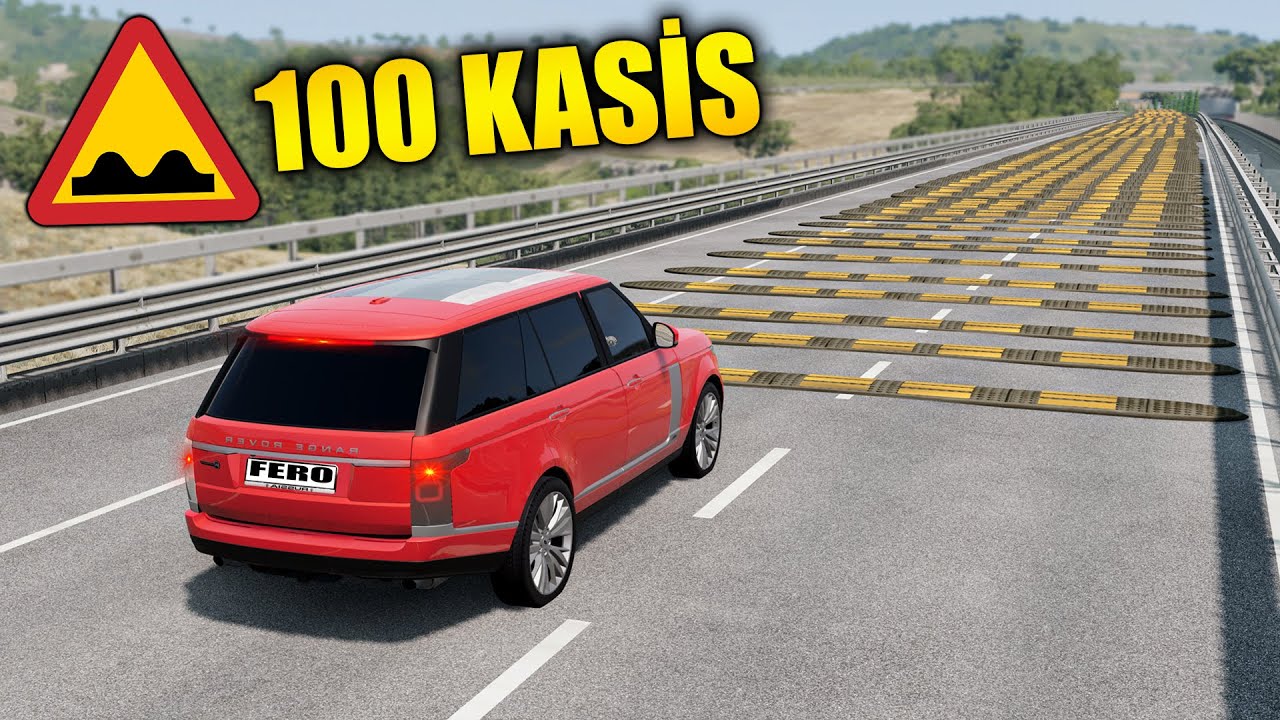 Cars Vs 100 Speed Bumps – BeamNG Drive - YouTube